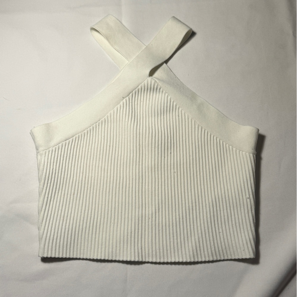 Forever 21 Cream Ribbed Knit Top